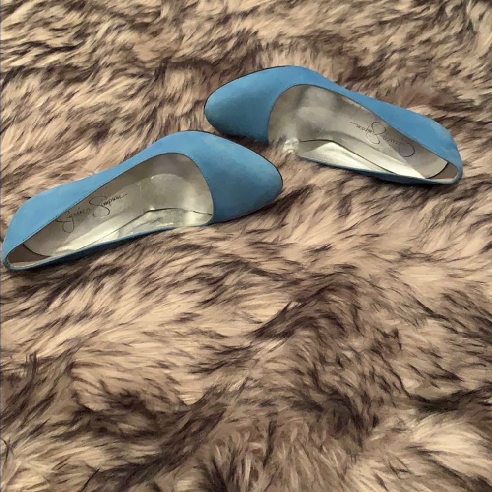 Sky Blue Suede Pumps